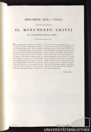 Spiegazione della Tavola rappresentante il Monumento Gritti in S. Francesco della Vigna
