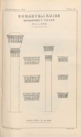 Plate III. Ruwanveli Ruins, West. Monastery "I". Viháré. Pillars