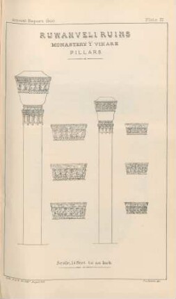 Plate III. Ruwanveli Ruins, West. Monastery "I". Viháré. Pillars