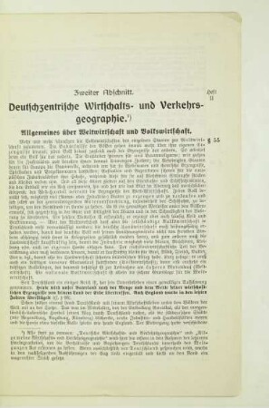 Zweiter Abschnitt. Deutschzentrische Wirtschafts- und Verkehrs-geographie