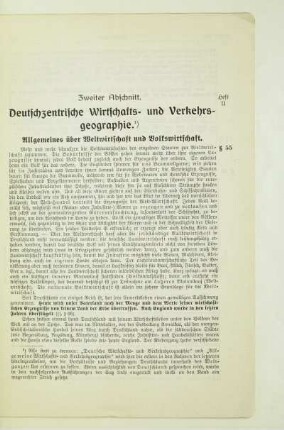 Zweiter Abschnitt. Deutschzentrische Wirtschafts- und Verkehrs-geographie