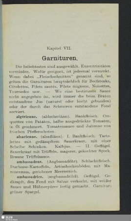 Kapitel VII. Garnituren