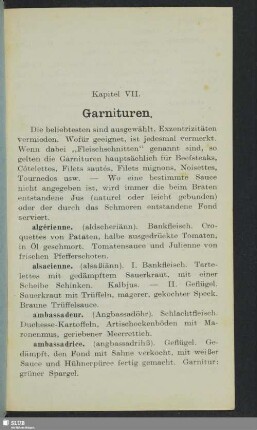 Kapitel VII. Garnituren