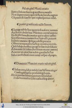 Dominici Mancini oratio ad virginem