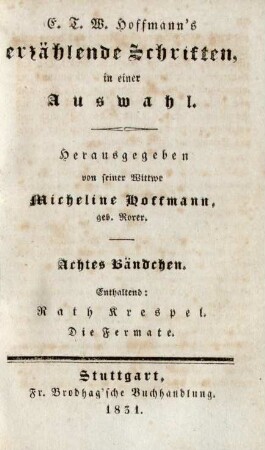 Bändchen 8: Rath Krespel