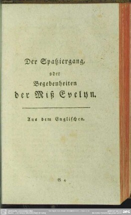 Der Spatziergang, oder Begebenheiten der Miß Evelyn
