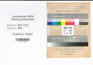 Entnazifizierung Hubert Szacknys , geb. 11.01.1902 (Stadtinspektor)