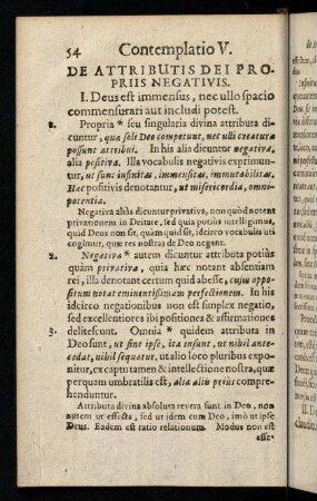 54-67, Contemplatio V. De Attributis Dei porpriis negativis