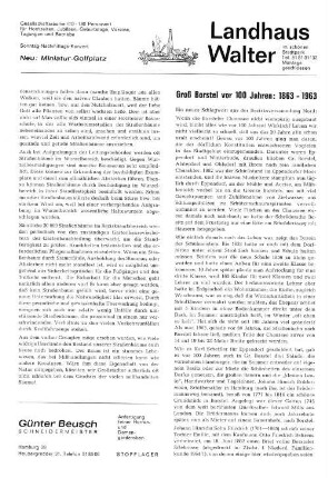 Groß Borstel vor 100 Jahren: 1863 - 1963