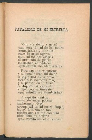 Fatalidad de mi estrella