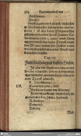 Cap. 135. Zum feuchten und kalten Husten