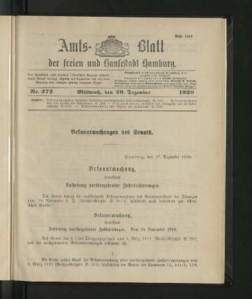 No. 272, 29. Dezember 1920