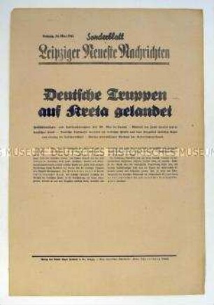 Sonderblatt der "Leipziger Neuesten Nachrichten" zur Landung deutscher Truppen auf Kreta
