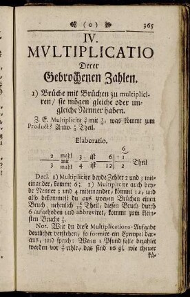 IV. Multiplicatio Derer Gebrochenen Zahlen.
