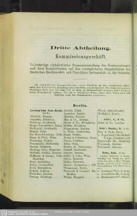 Dritte Abtheilung. Kommissionsgeschäft