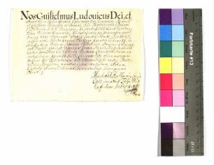 Zeugnis über die erste Tonsur für Johann Philipp Ignatius Schenck von Stauffenberg
