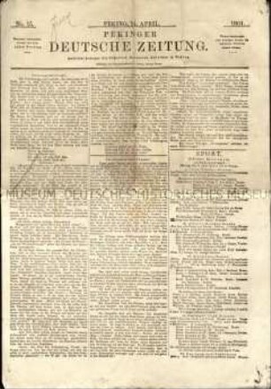 Pekinger Deutsche Zeitung, 1901 Nr.15