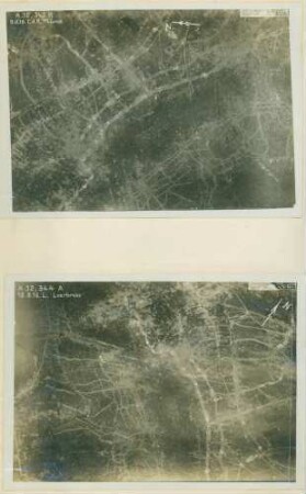 Fotos der eigenen und der gegnerischen Stellungen südlich von Gommecourt (2 Luftbilder)