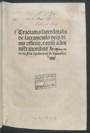 De sacramentis. Strassburg: Martin Flach, 1493