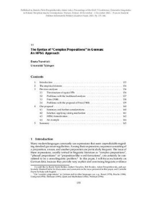 The Syntax of “Complex Prepositions” in German: An HPSG Approach