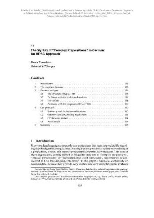 The Syntax of “Complex Prepositions” in German: An HPSG Approach