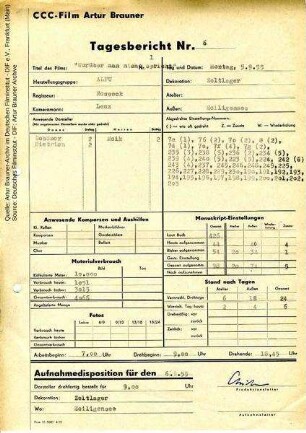 Tagesbericht Nr. 6 vom 05.09.1955