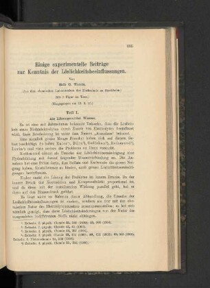 Einige experimentelle Beiträge zur Kenntnis der Löslichkeitsbeeinflussungen.