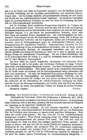 116-117, Sternberg. Die Selektionsidee in Strafrecht und Ethik. Beitrag zu einer Philosophie des Verbrechens. 1911