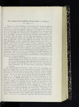 Die landwirthschaftliche Hochschule zu Berlin