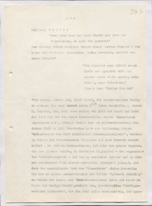 [W203]: "Wenn Euer Auge nur eine Stunde naß wird vor Herzensreue, so seid Ihr gerettet" : Vor vierzig Jahren erschien Thomas Manns "Doktor Faustus - Das Leben des deutschen Tonsetzers Adrian Leverkühn erzählt von einem Freunde"