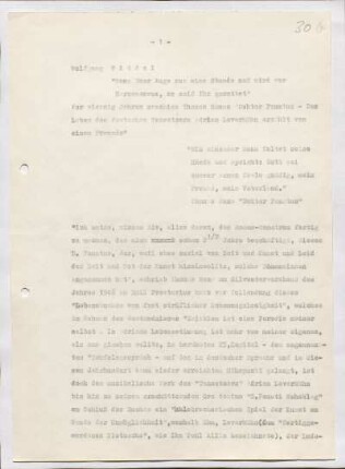 [W203]: &quot;Wenn Euer Auge nur eine Stunde naß wird vor Herzensreue, so seid Ihr gerettet&quot; : Vor vierzig Jahren erschien Thomas Manns &quot;Doktor Faustus - Das Leben des deutschen Tonsetzers Adrian Leverkühn erzählt von einem Freunde&quot;