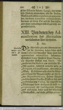 XIII. Von denen bey Administration der Martialium vorfallenden Vor-Urtheilen