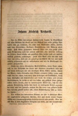 Joh. Friedrich Reichardt : sein Leben und seine Werke. 1, Joh. Friedrich Reichardt : Sein Leben und seine musikalische Thätigkeit