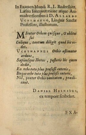 Beḥînat hā-ʿôlām : = Examen mundi