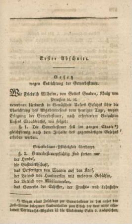 Erster Abschnitt. Gesetz wegen Entrichtung der Gewerbesteuer