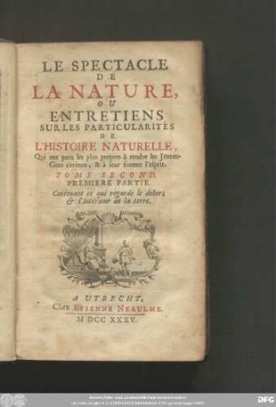 Tome Second: Contenant ce qui regarde le dehors & l'intérieur de la terre