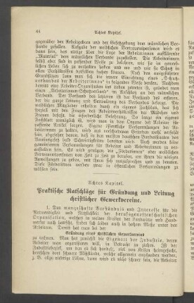 Achtes Kapitel. Praktische Ratschläge für Gründung und Leitung christlicher Gewerkvereine