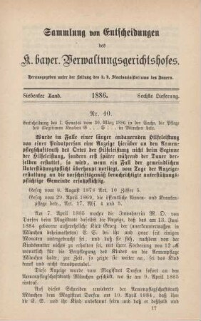 Siebenter Band. 1886. Sechste Lieferung. - Nr. 40. - Nr. 46.