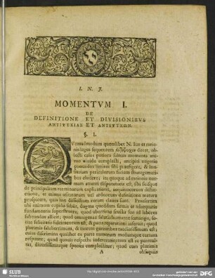 Momentum I. De Definitione Et Devisionibus ΑΝΤΙΨΥΧΙΑΣ Et ΑΝΤΙΨΥΧΩΝ