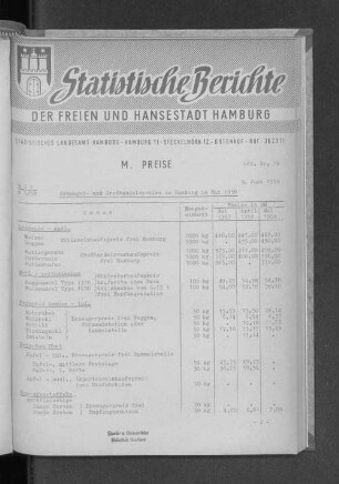 Erzeuger- und Großhandelspreise in Hamburg im Mai 1958 : Lfd. Nr. 19