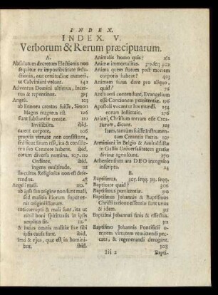 Index V. Verborum & Rerum praecipuarum