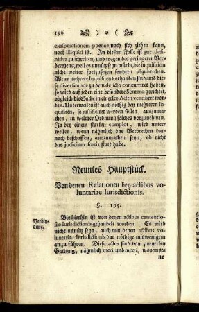 Neuntes Hauptstück. Von denen Relationen bey actibus voluntariae lurisdictionis.
