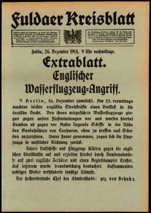 Zweite Ausgabe vom Samstag, den 26. Dezember 1914.