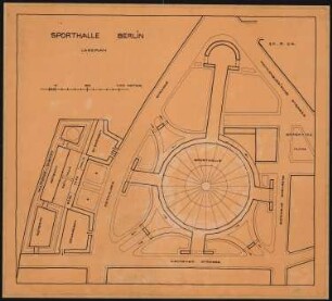 Sporthalle, Berlin: Projekt I, Lageplan 1:1000