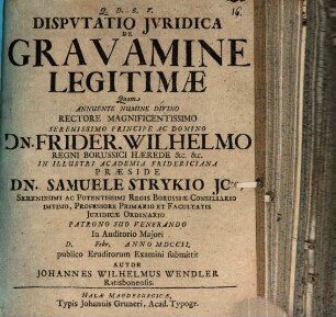 Disp. iur. de gravamine legitimae