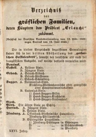 Genealogisches Taschenbuch der gräflichen Häuser. 1853, 1853