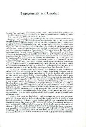 391-392 [Rezension] Merendino, Rosario Pius, Das Deuteronomische Gesetz
