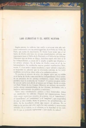 Los cubistas y el arte nuevo