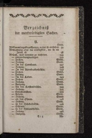Verzeichnis der merckwürdigsten Sachen.