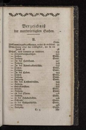 Verzeichnis der merckwürdigsten Sachen.